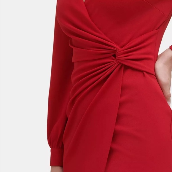 DKNY Long-Sleeve Surplice-Neck Faux-Wrap Dress - Picture 2 of 15